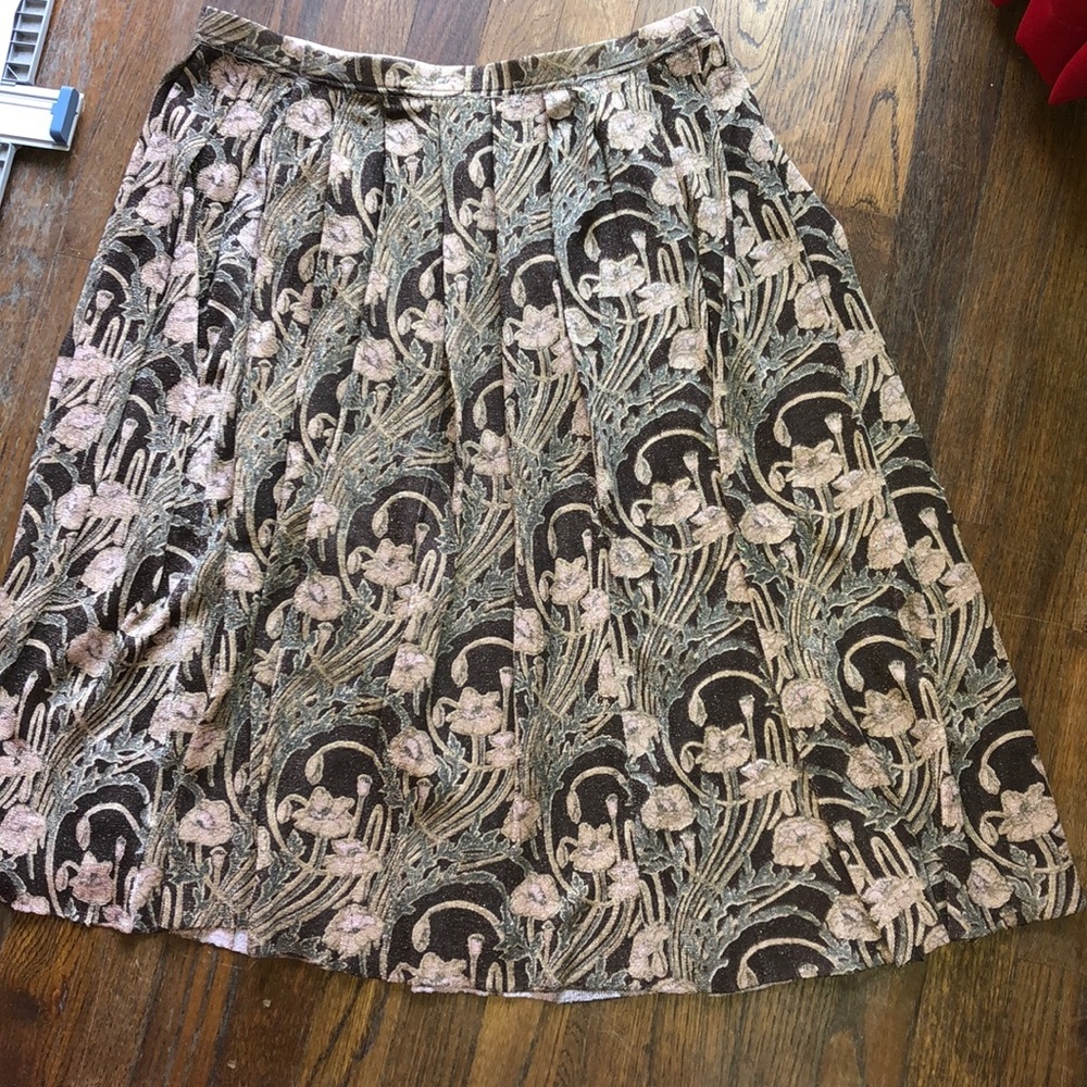 Tory Burch Floral Jacquard A-Line Skirt in Black, Pink, Green